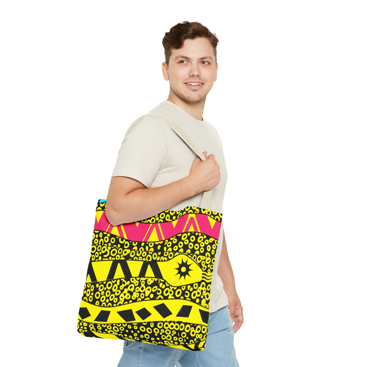 Vibrant Tribal Print Tote Bag - Boho Style, Eco-Friendly, Beach, Shopping, Gift