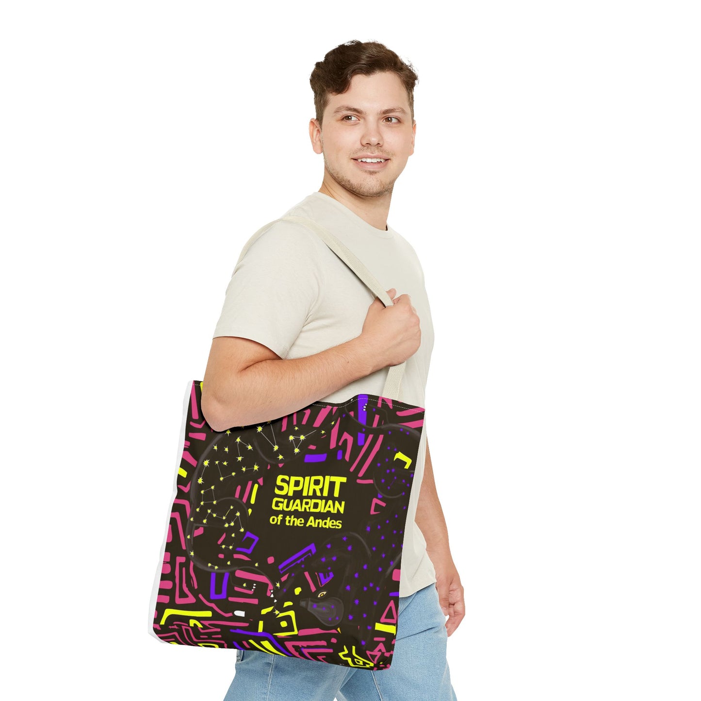 Vibrant Spirit Guardian Tote Bag, Colorful AOP Handbag, Bohemian Style Tote, Unique Gift for Her, Festival Accessory, Eco-Friendly Bag