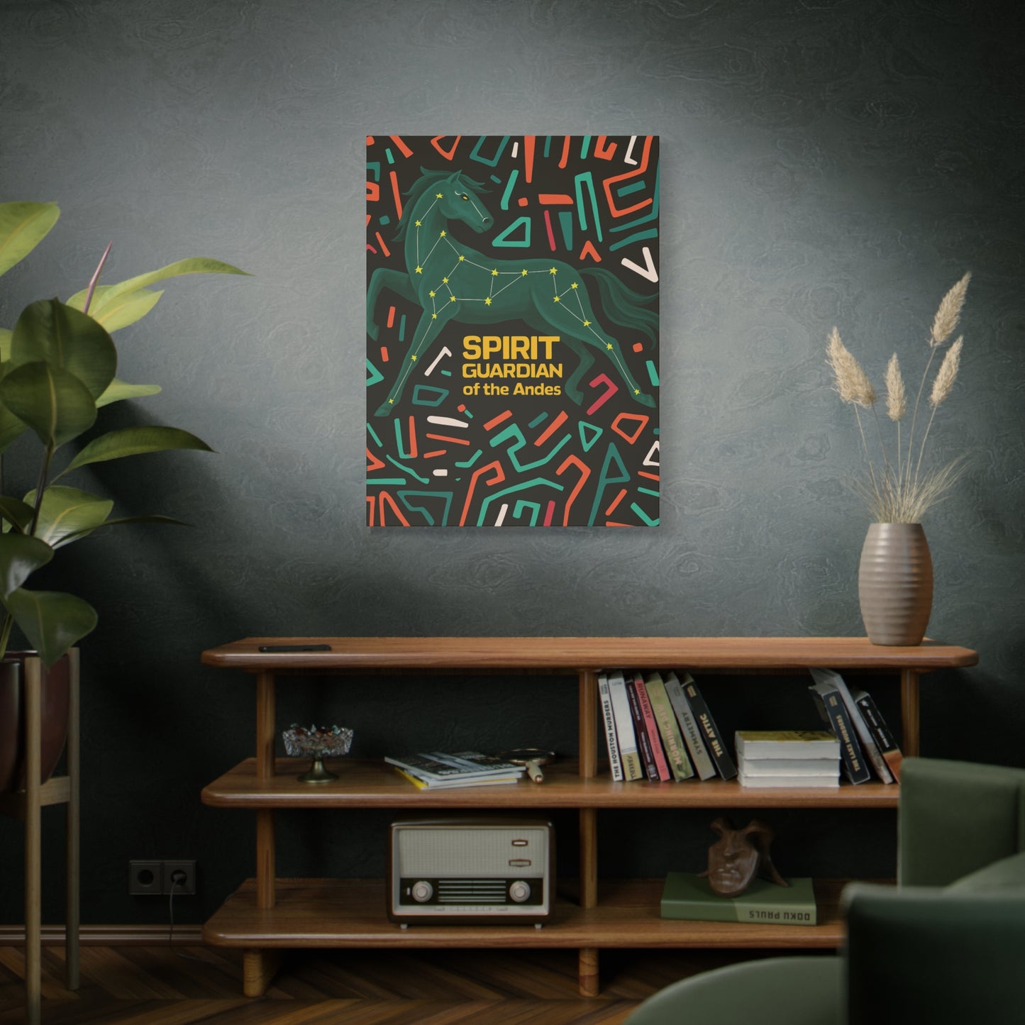 Pop Horse Spirit Guardian Canvas Print, Bohemian Home Decor, Artistic Wall Art, Unique Gift, Festival Decoration