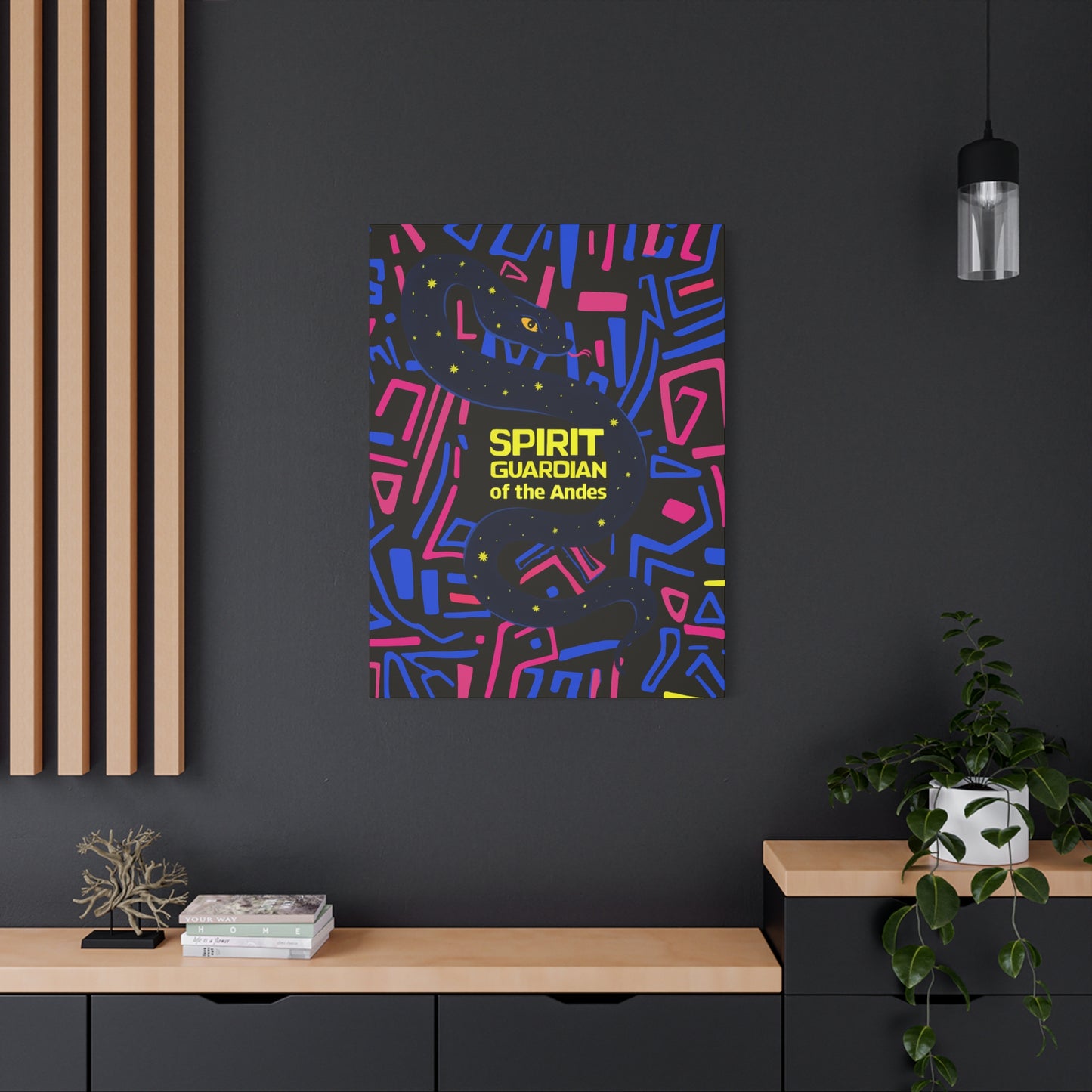 Pop Snake Spirit Guardian Canvas Print, Bohemian Home Decor, Artistic Wall Art, Unique Gift, Festival Decoration