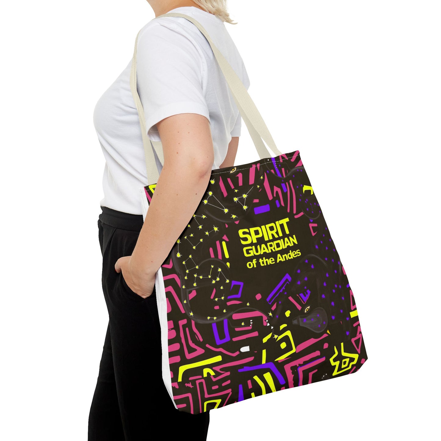 Vibrant Spirit Guardian Tote Bag, Colorful AOP Handbag, Bohemian Style Tote, Unique Gift for Her, Festival Accessory, Eco-Friendly Bag