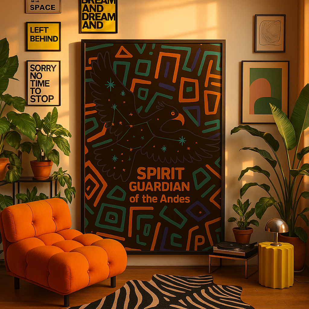 Pop Condor Spirit Guardian Canvas Print, Bohemian Home Decor, Artistic Wall Art, Unique Gift, Festival Decoration