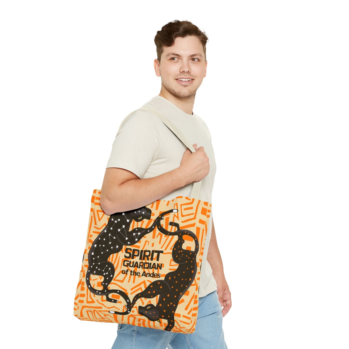 Andean Spirit Guardian Tote Bag, Unique Art Tote, Eco-Friendly Shopping Bag, Gifts for Nature Lovers, Bohemian Style Bag