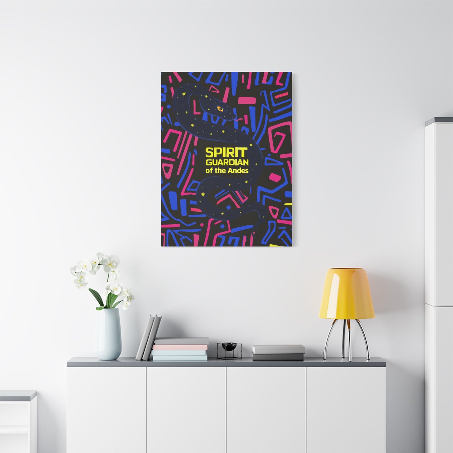 Pop Snake Spirit Guardian Canvas Print, Bohemian Home Decor, Artistic Wall Art, Unique Gift, Festival Decoration