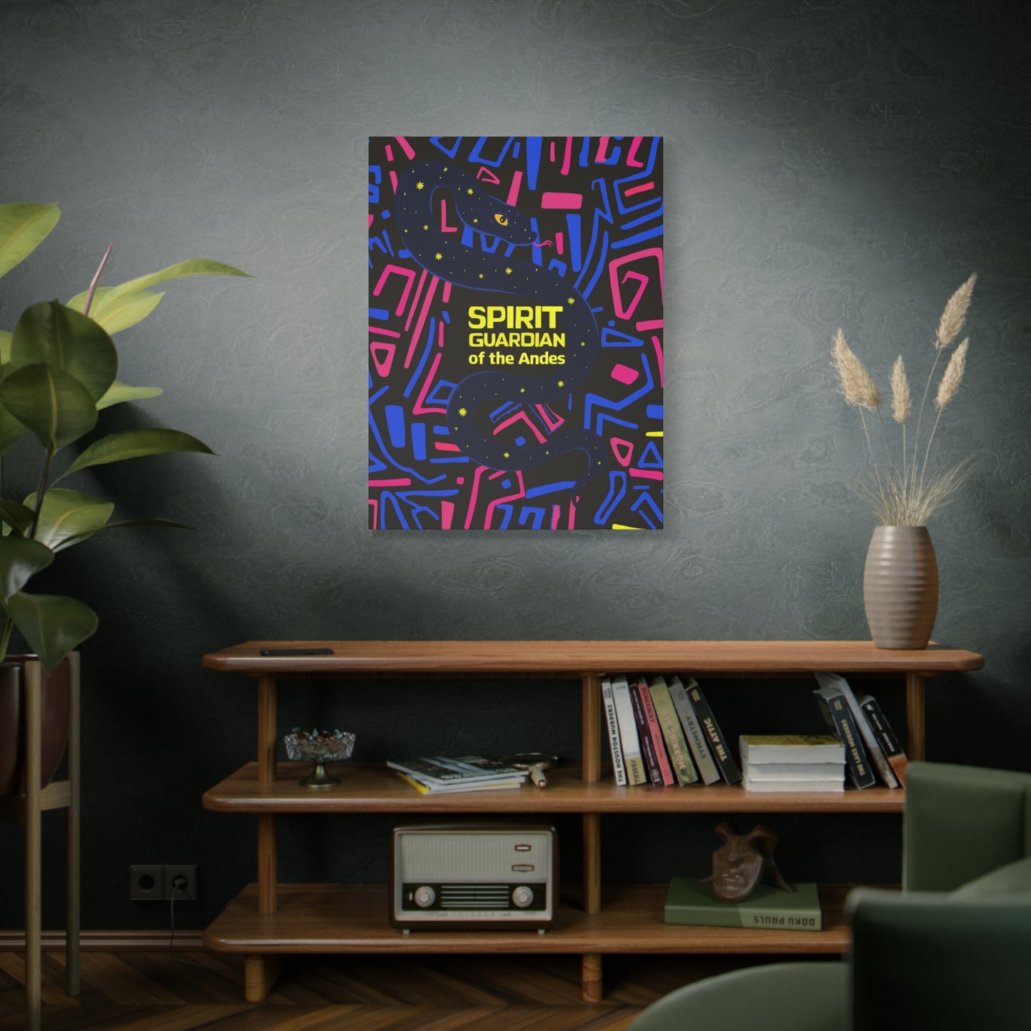 Pop Snake Spirit Guardian Canvas Print, Bohemian Home Decor, Artistic Wall Art, Unique Gift, Festival Decoration