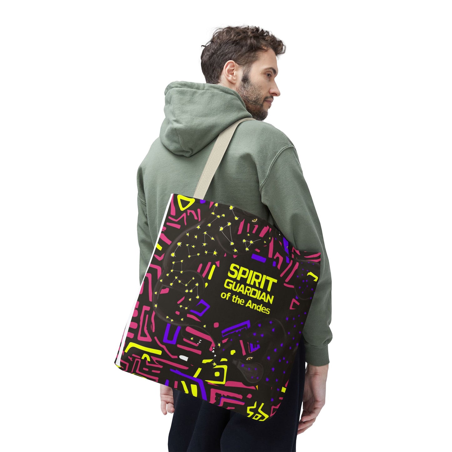 Vibrant Spirit Guardian Tote Bag, Colorful AOP Handbag, Bohemian Style Tote, Unique Gift for Her, Festival Accessory, Eco-Friendly Bag