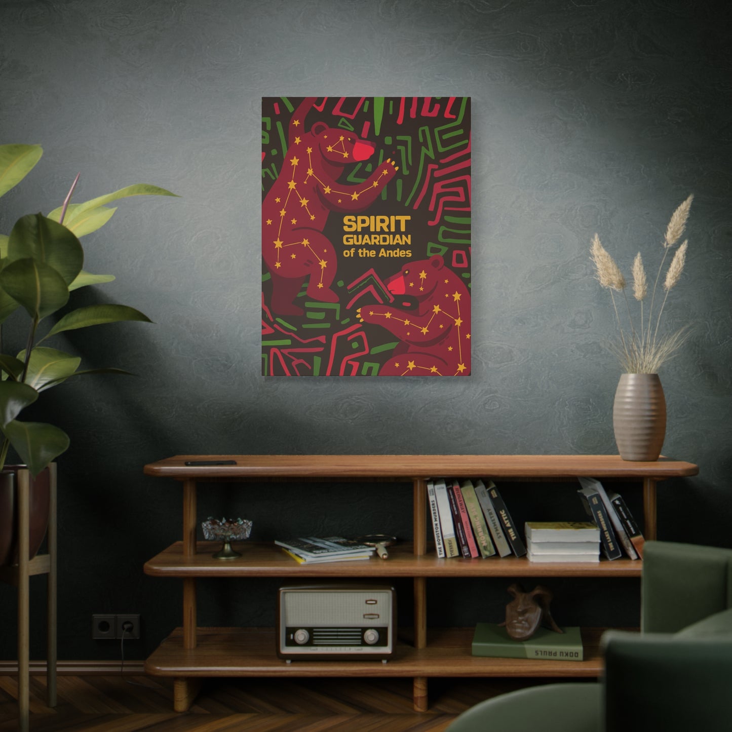 Pop Bears Spirits Guardians Canvas Print, Bohemian Home Decor, Artistic Wall Art, Unique Gift, Festival Decoration