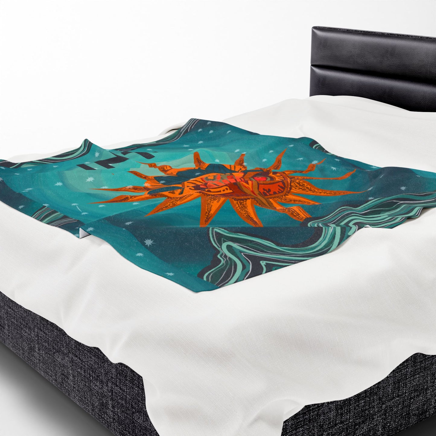 Bohemian Sun Velveteen Plush Blanket, Cozy Decorative Throw, Unique Home Decor Gift, Beach Blanket, Festival Vibes, Boho Style
