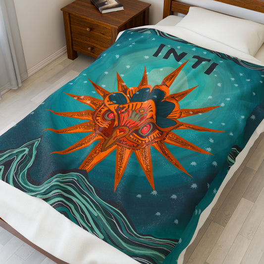 Bohemian Sun Velveteen Plush Blanket, Cozy Decorative Throw, Unique Home Decor Gift, Beach Blanket, Festival Vibes, Boho Style