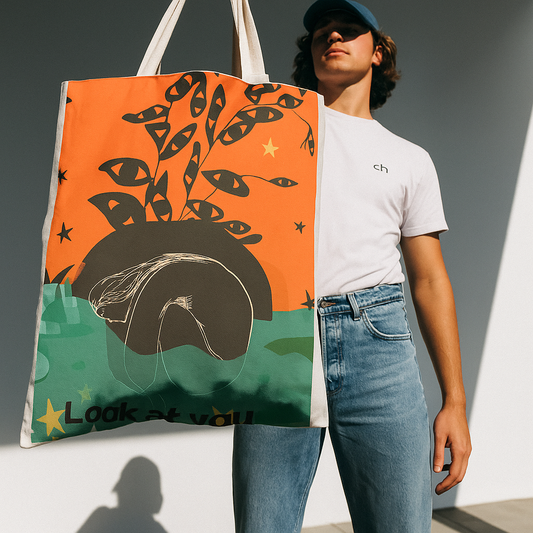 Bohemian Tote Bag, Eco-Friendly Carry-All, Perfect Gift for Nature Lovers, Art Lovers, Everyday Use, Look at You Design