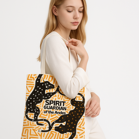 Andean Spirit Guardian Tote Bag, Unique Art Tote, Eco-Friendly Shopping Bag, Gifts for Nature Lovers, Bohemian Style Bag